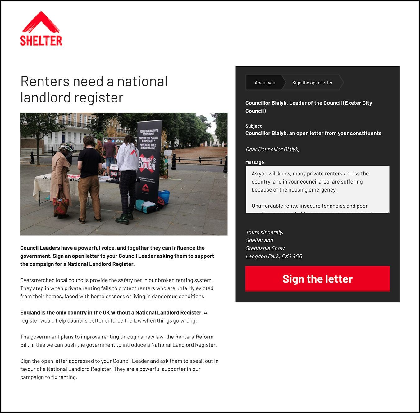 Shelter: targeting Councils on renters’ rights