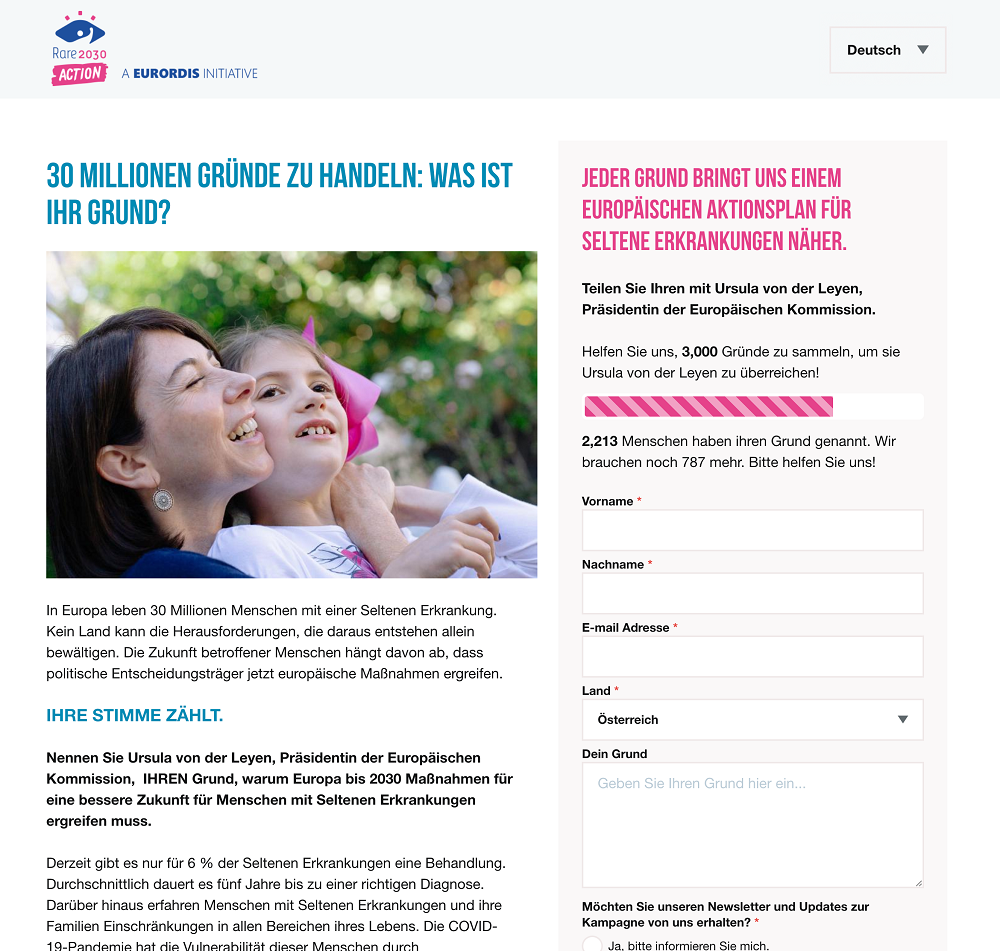 EURORDIS action page in German