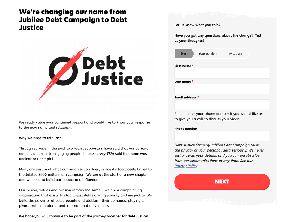 Debt Justice: gathering supporter input